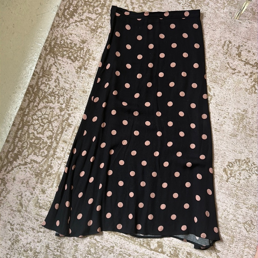 Reformation Bea Kisses Polka Dot Midi Skirt Nipped-in High Waist